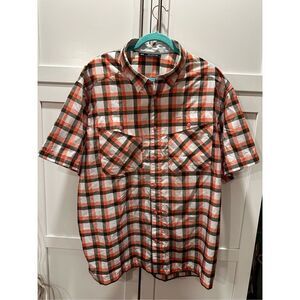 Under Armour Tide Chaser Short Sleeve Peach Plaid Fishing Shirt Men’s Sz XXL